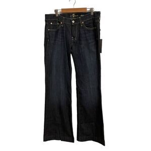 NEW 7For All Mankind Dojo Flare Leg Trouser Jeans Dark Wash Low Rise Size 28 NEW